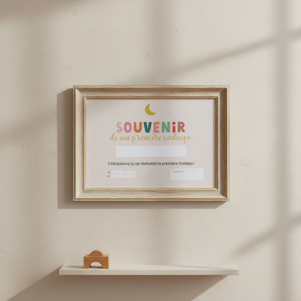 Coffret tirelire “ma première sadaqa” + diplôme + PDF coloriage OFFERT !