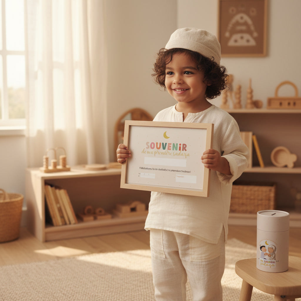 Coffret tirelire “ma première sadaqa” + diplôme + PDF coloriage OFFERT !