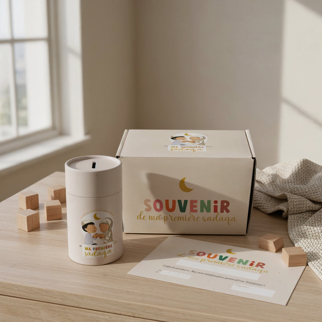 Coffret tirelire “ma première sadaqa” + diplôme + PDF coloriage OFFERT !